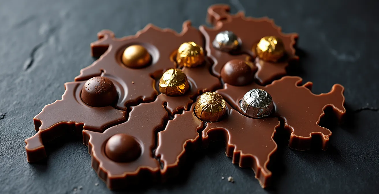 Vue aérienne abstraite représentant les zones de ciblage publicitaire en Suisse