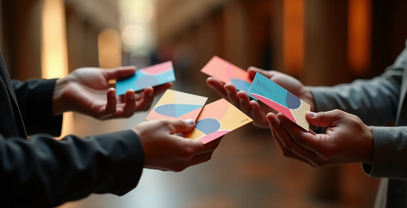 Mains tenant différentes cartes d'abonnement de théâtres avec arrière-plan flou de hall de théâtre