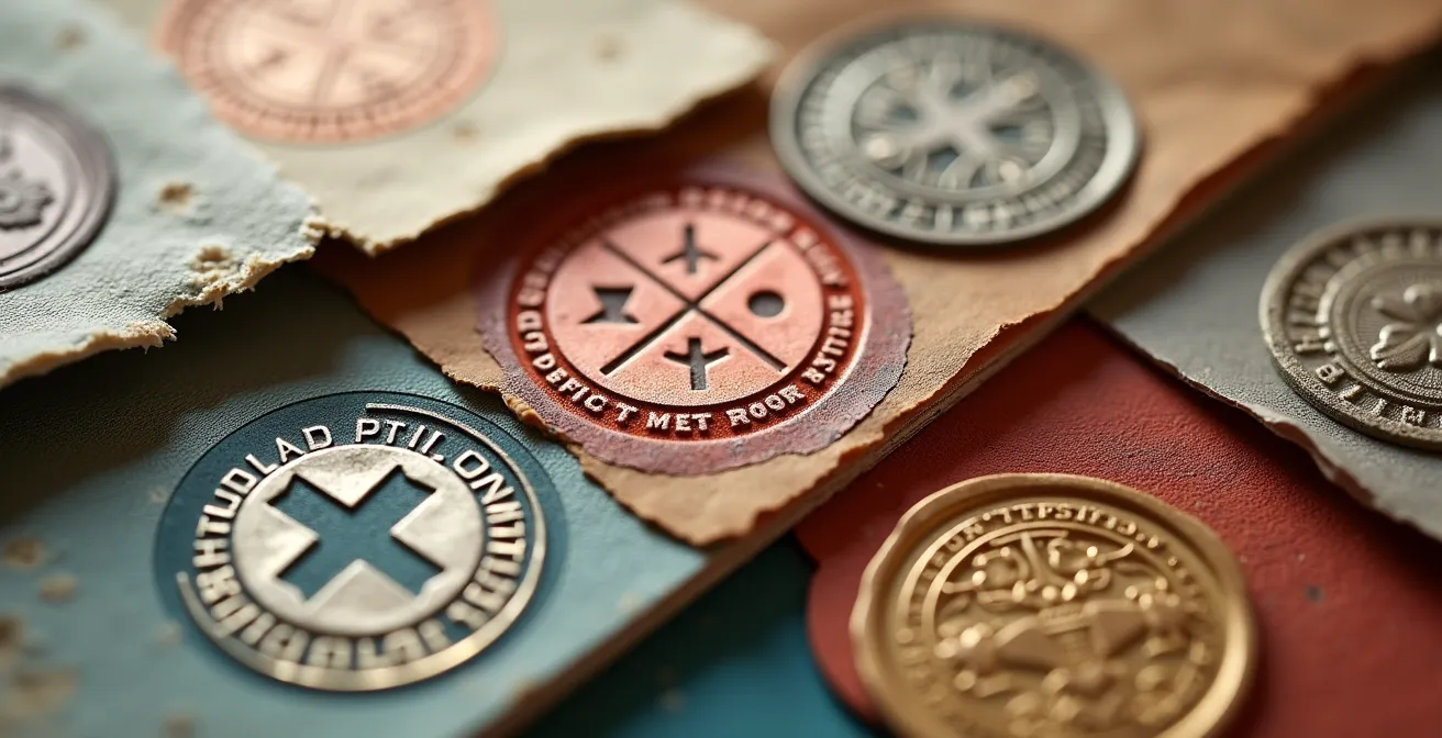 Gros plan sur différents labels et certifications de produits suisses