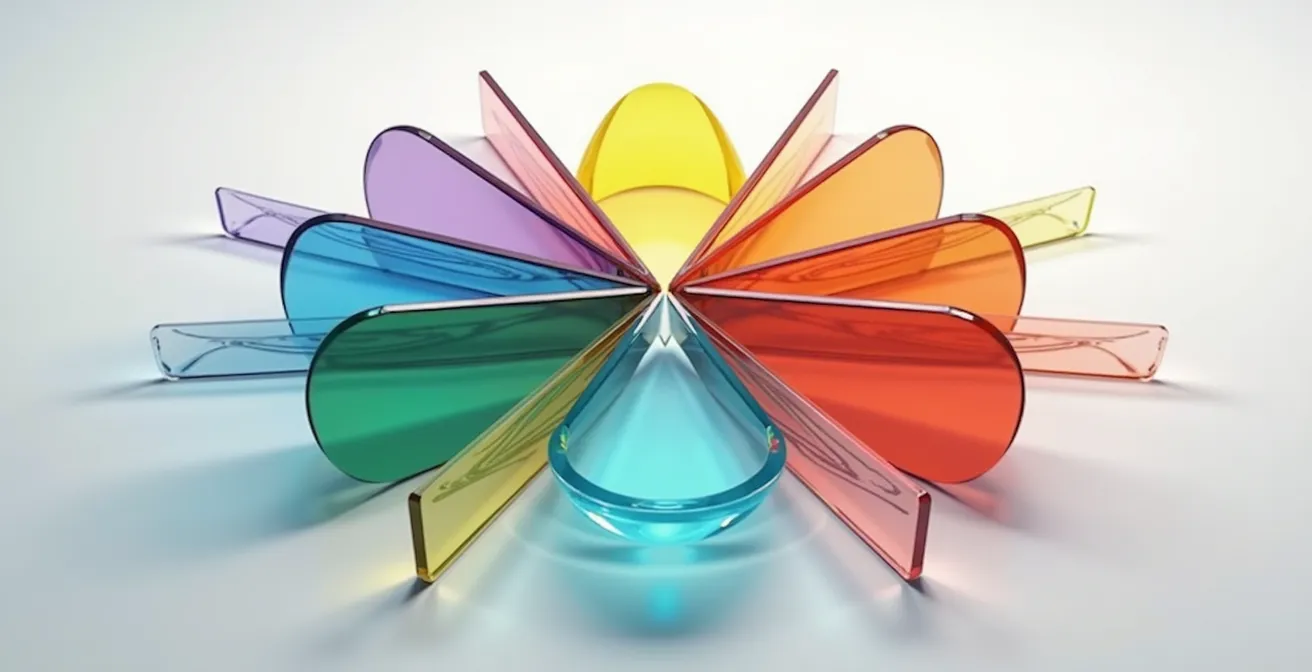 Kaléidoscope abstrait représentant la complexité de la personnalité humaine avec des motifs géométriques colorés