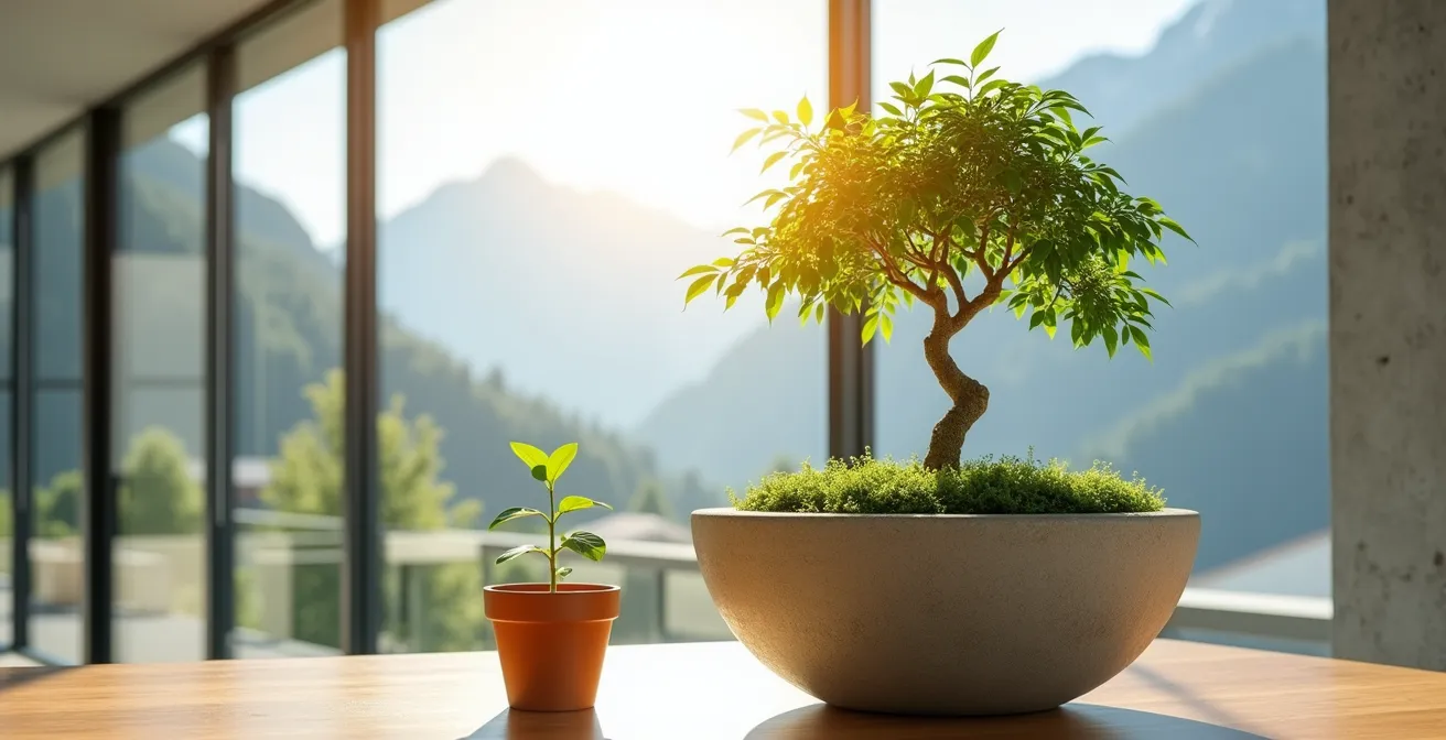 Représentation symbolique de l'évolution d'une SARL vers une SA avec métaphore de croissance